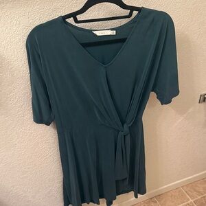 Lush Teal V-Neck Women's dress